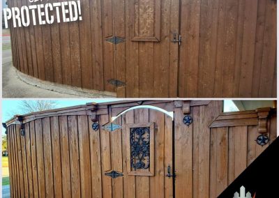 Fence Staining Refurbish Before and After Pic Plano TX